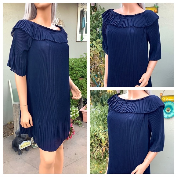 🎉HP NWT Sz6 “Francies Bardot” Ted Baker London Pleated Dress Shoulder Neckline - Picture 10 of 16